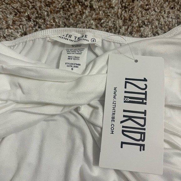 12th Tribe Tinsley White Ruched Bodysuit - Picture 5 of 5